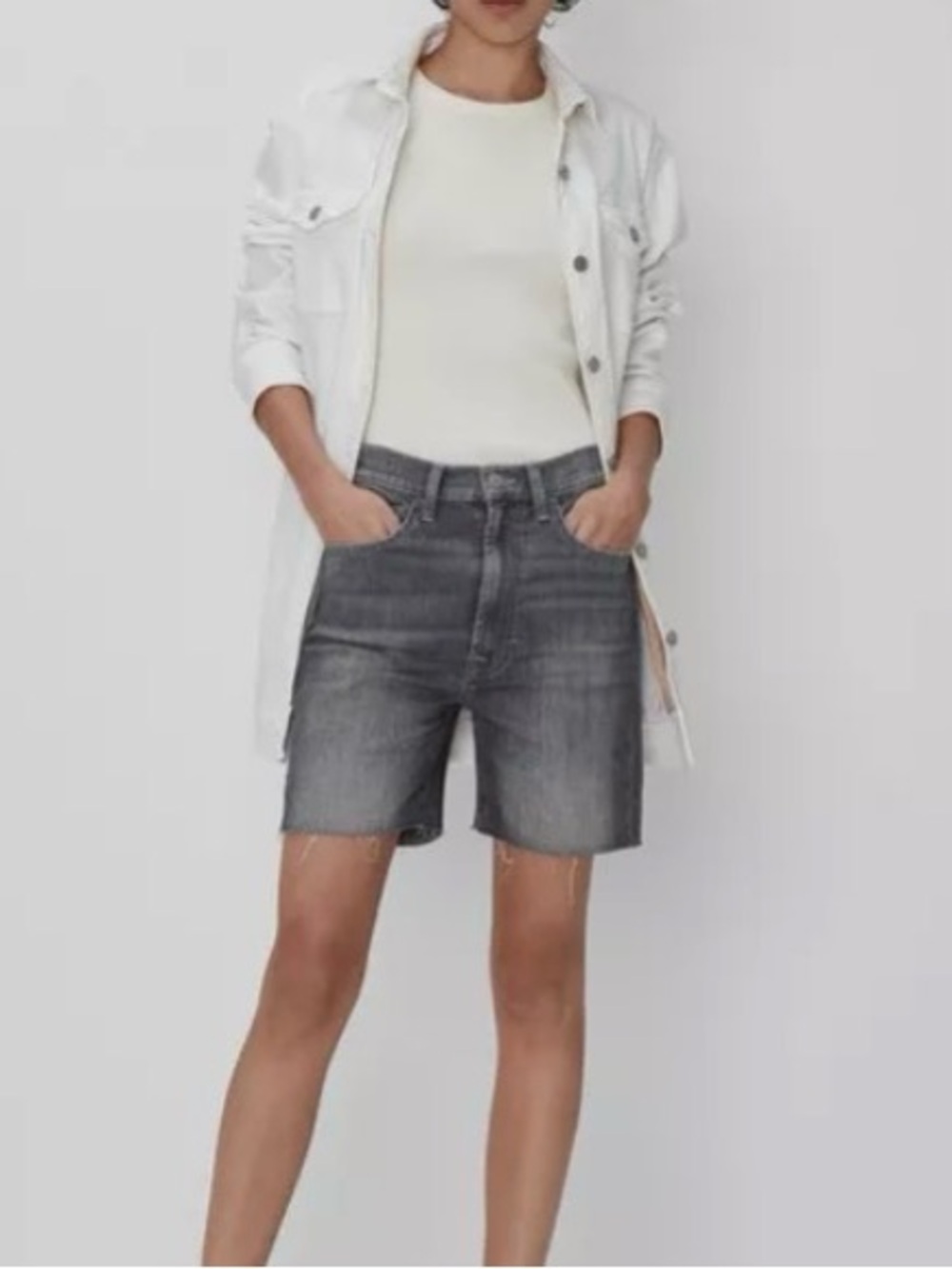 7 For All Mankind Washed Gray High-Rise Ultra Soft Jean Shorts NWT Size 23
